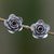 Garnet flower earrings, 'Camellia' - Garnet flower earrings thumbail