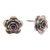 Garnet flower earrings, 'Camellia' - Garnet flower earrings (image 2b) thumbail