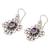 Amethyst flower earrings, 'Radiant Blossom' - Floral Sterling Silver and Amethyst Dangle Earrings (image 2e) thumbail