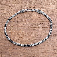 Men's Sterling silver chain bracelet, 'Borobudur Collection II' - Sterling Silver Chain Bracelet 925 Artisan Jewelry from Bali