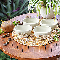 Ceramic teacups Uniqo set of 4 Indonesia