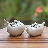 Ceramic creamer and sugar bowl set Batik Legacy Indonesia