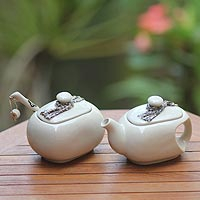 Ceramic creamer and sugar bowl set Batik Legend Indonesia