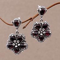 Garnet flower earrings,