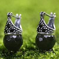 Onyx hoop earrings,