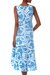 Cotton batik dress, 'Bali Blue' - Hand Crafted Balinese Batik Cotton Summer Dress (image 2b) thumbail