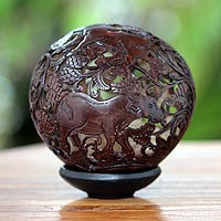 Coconut shell sculpture Water Buffalo Indonesia