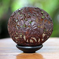 Coconut shell sculpture The Shepherd Indonesia
