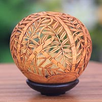 Coconut shell sculpture, 'Towering Bamboo' - Coconut Shell Sculpture