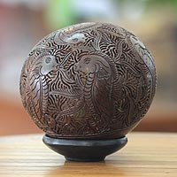 Coconut shell sculpture Seahorses Indonesia