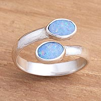 Opal wrap ring, 'Close to You' - Unique Indonesian Sterling Silver and Opal Wrap Ring