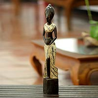 Wood sculpture, 'Woman from Banjarjuga' - Wood sculpture
