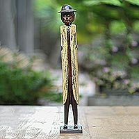 Wood sculpture, 'Indonesian Inspector' - Wood sculpture