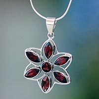 Garnet flower necklace,