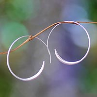 Sterling silver half hoop earrings, 'Spin Me' (medium) - Fair Trade Sterling Silver Hoop Earrings (Medium)