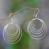 Sterling silver dangle earrings, 'Five Orbits' - Fair Trade Sterling Silver Dangle Earrings