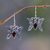Garnet dangle earrings, 'Petite Butterfly' - Sterling Silver and Garnet Dangle Earrings thumbail