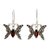 Garnet dangle earrings, 'Petite Butterfly' - Sterling Silver and Garnet Dangle Earrings (image 2a) thumbail