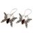 Garnet dangle earrings, 'Petite Butterfly' - Sterling Silver and Garnet Dangle Earrings (image 2b) thumbail
