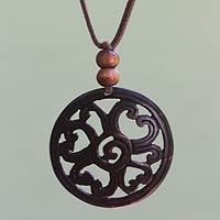 Coconut shell pendant necklace,