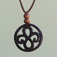 Coconut shell pendant necklace,