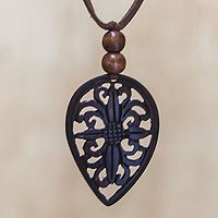 Coconut shell pendant necklace,