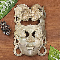 Wood mask, 'Soulmates' - Modern Wood Mask
