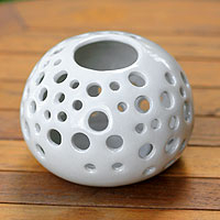 Ceramic candleholder Ivory Snowball Indonesia