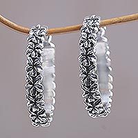 Sterling silver hoop earrings,