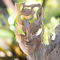 Wood mask, 'Fairy of the Forest' - Handmade Wood Mask