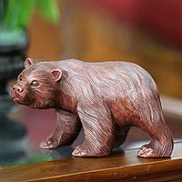 Wood sculpture Curious Brown Bear Indonesia