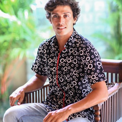Mens cotton shirt, Sea Foam Shadow
