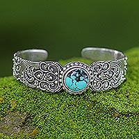 Sterling silver cuff bracelet, 'Earth Vignette' - Sterling silver cuff bracelet