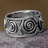 Sterling silver band ring, 'Whirlwind' - Handmade Sterling Silver Band Ring