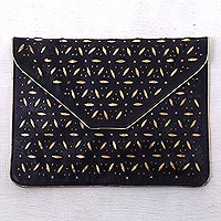 Leather clutch handbag Golden Fireworks Indonesia
