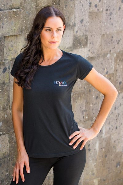 Cotton t-shirt, 'Mission Novica in Black' - Cotton Logo Tee Shirt