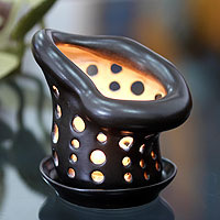 Ceramic candleholder Charcoal Jungle Indonesia