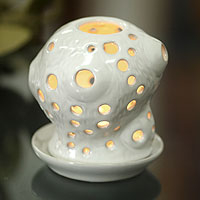 Ceramic candleholder Ivory Java Cactus Indonesia