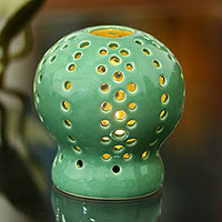 Ceramic candleholder Green Magic Ball Indonesia