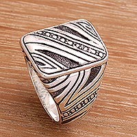 Men's sterling silver ring, 'Energy Path' - Men's Handcrafted Sterling Silver Ring from Indonesia
