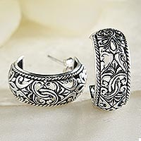 Featured review for Sterling silver half hoop earrings, Hanging Garden