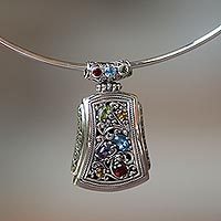 Blue topaz and peridot choker,