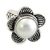 Cultured pearl cocktail ring, 'White Jasmine' - Unique Floral Silver and Pearl Cocktail Ring (image 2b) thumbail