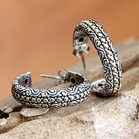 Gold accent half hoop earrings,