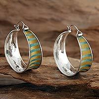 Sterling silver hoop earrings,