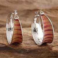 Sterling silver and polymer clay hoop earrings,