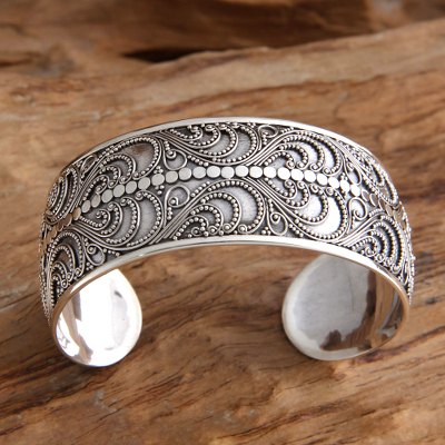 Sterling silver cuff bracelet, Kuta Festival