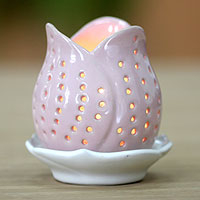 Ceramic candleholder Pink Tulip Indonesia