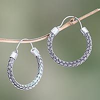 Sterling silver hoop earrings,