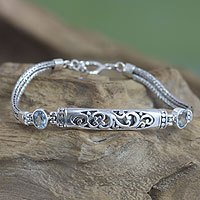 Blue topaz flower bracelet,